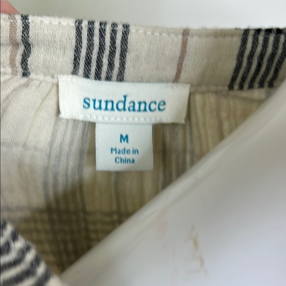 Sundance Cabincore Black and Tan Bishop Sleeve V-Neck Dress - Picture 5 of 9